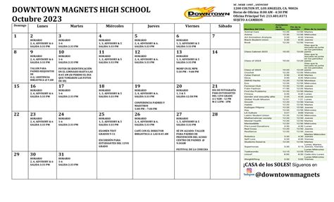 Dmhs Monthly Calendar Parents Downtown Magnets High School