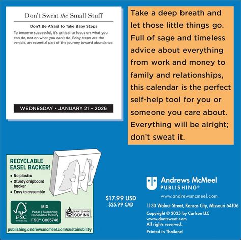 Don T Sweat The Small Stuff 2026 Day To Day Calendar Book Summary Video Official Publisher Page Simon Schuster