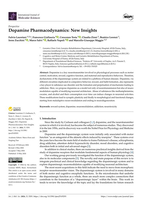 Dopamine Pharmacodynamics New Insights