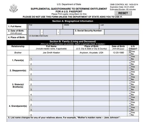 Ds 5513 Supplemental Questionnaire To Determine Identity For A U S