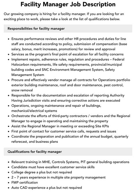 Duties Of A Facility Manager