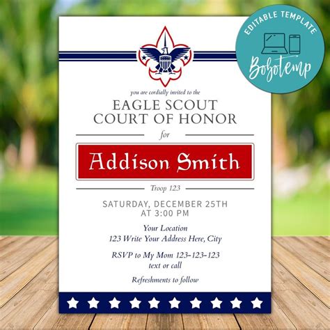 Eagle Scout Court Of Honor Invitations Template