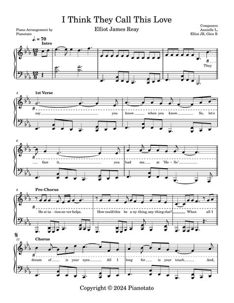Elliot James Reay I Think They Call This Love Piano Sheet Music Pdf