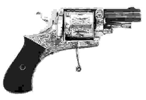 Engraved Belgian 32 Cal Folding Trigger Revolver Auction