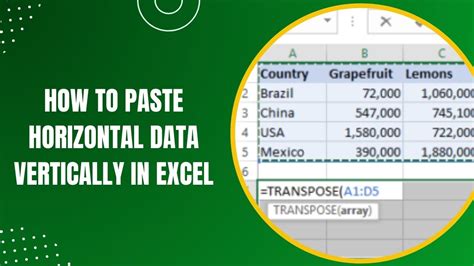 Excel Tutorial How To Paste Horizontal Data Vertically In Excel