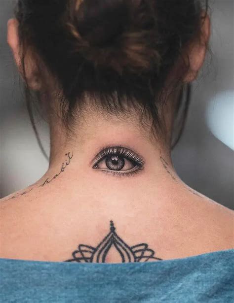 Eye Tattoo On The Back Of The Neck