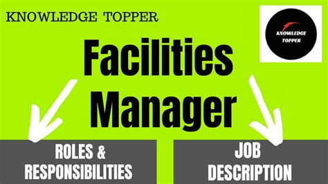 Facility Manager Roles And Qualifications Job Description