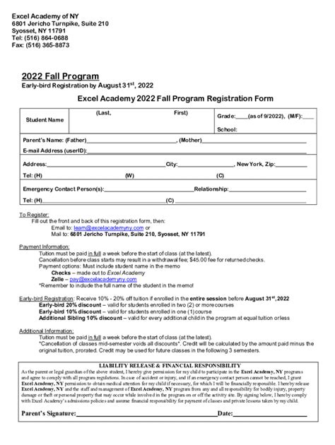 Fillable Online Excel Academy Manhasset Fax Email Print Pdffiller