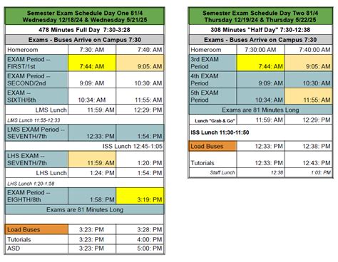 Final Exam Schedules Lexington Independent School District
