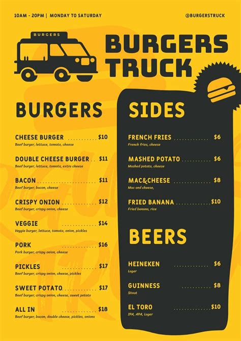 Food Truck Menu Template Design Template Umatuna Com