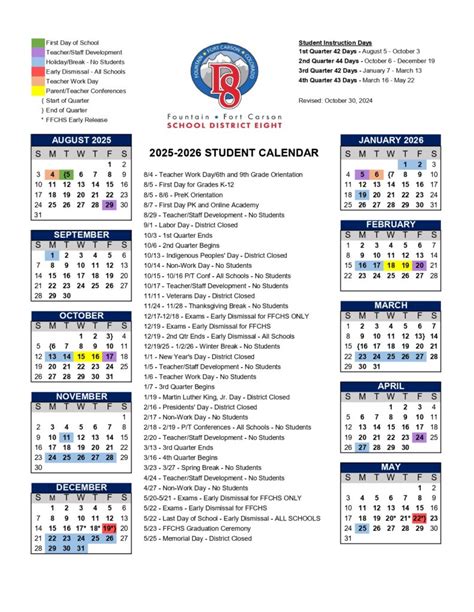 Fountain Fort Carson School District Calendar 25 26 Revised Pdf Fountain Fort Carson School District Calendar 25 26 Revised Pdf
