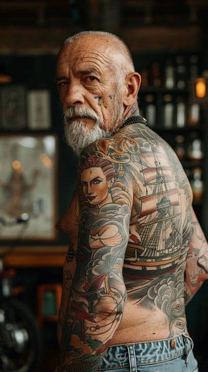 Free Inked Senior Portrait Image Elderly Tattoos Portrait