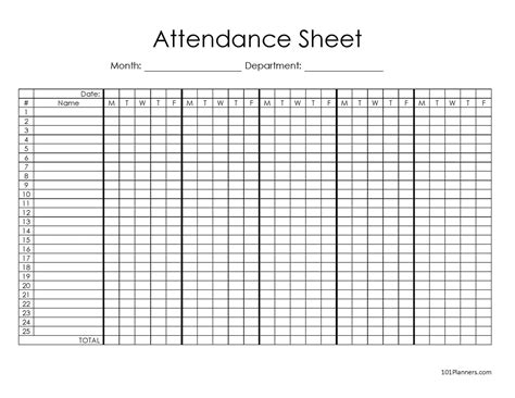 Free Printable Attendance Sheet Excel Pdf Word Template Attendance