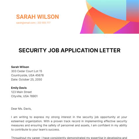 Free Security Job Application Letter Template To Edit Online