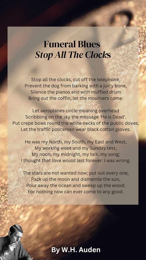 Funeral Blues Funeral Poem In Loving Memory