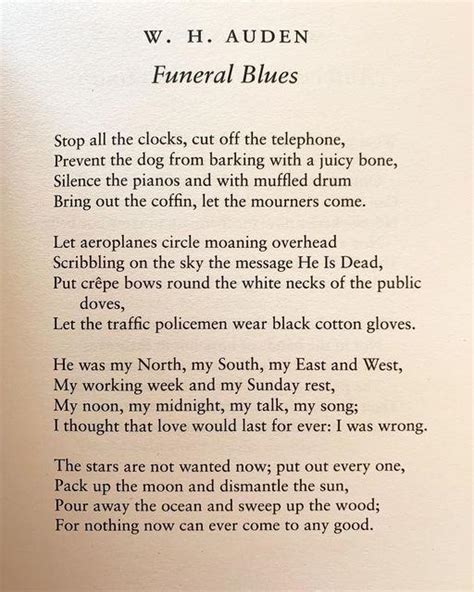 Funeral Blues The Poem At Kathaleen Velasquez Blog