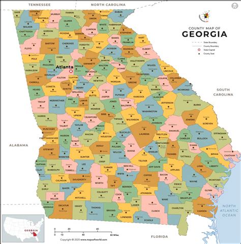 Ga Counties Map With Real-Time Boundary Overlays And Demographics
