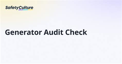 Generator Audit Check Free Template Generator Audit Check Free Template