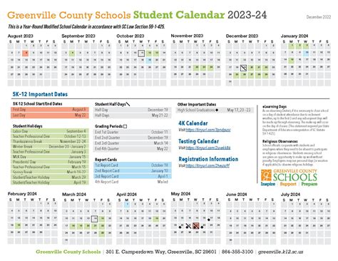 Greenville County School Calendar 2023 2024 My School District Calendar