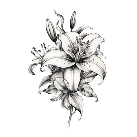 Grey Lily Tattoos Black And Grey Lily Tattoo Design