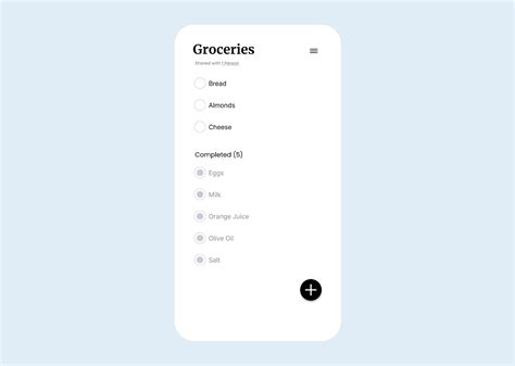 Groceries Checklist Mobile App Ui Prototype