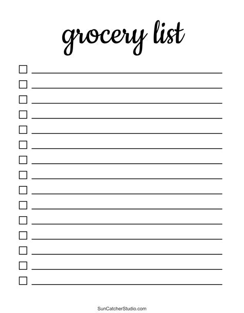 Grocery List Printable Shopping List Template Printable Groceries