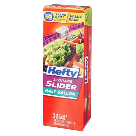 Hefty Storage Half Gallon Slider Bags 32 Count