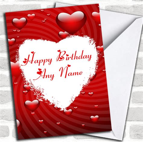 Horse Racing Personalized Birthday Card Red Heart Print