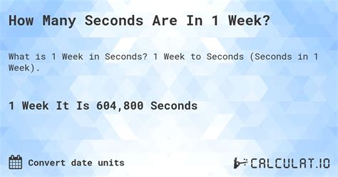Seconds in a Week Mystery!