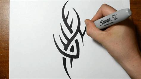 How To Draw A Simple Spiky Tribal Tattoo Design Youtube