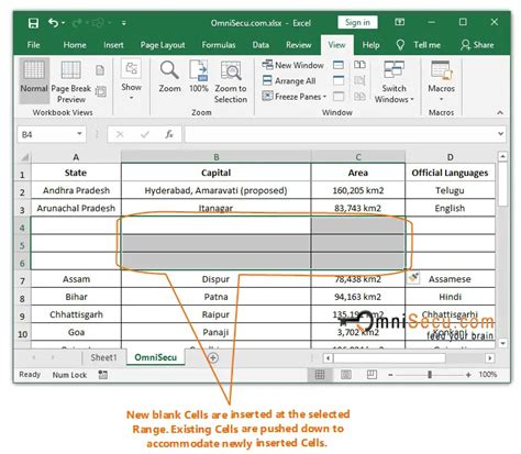 How To Insert New Blank Cells In Excel Worksheet