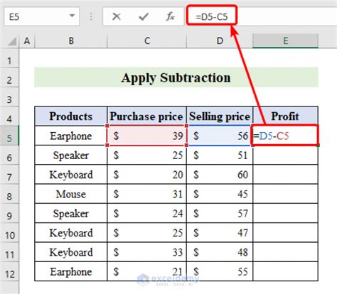 How To Subtract 2 Columns In Excel