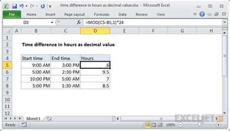 How To Take Time Difference In Hours As Decimal Value In Excel