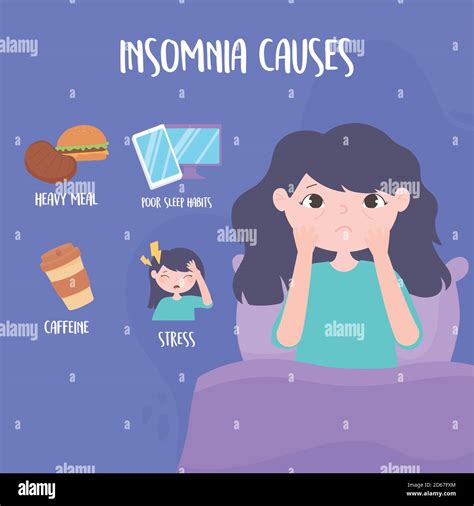 Insomnia Girl With Eye Bags And Causes Disorder Stress Heavy Meal