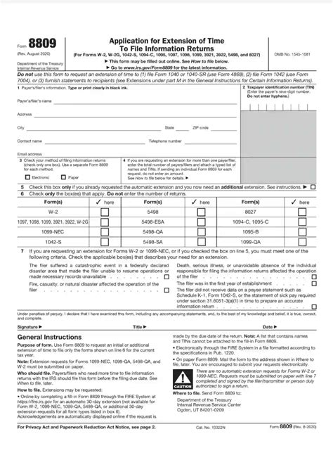 Irs Form 8809 Walkthrough Extension Request For Certain Information Returns