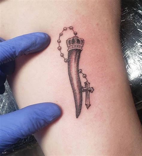 Italian Horn Tattoo With Rosary