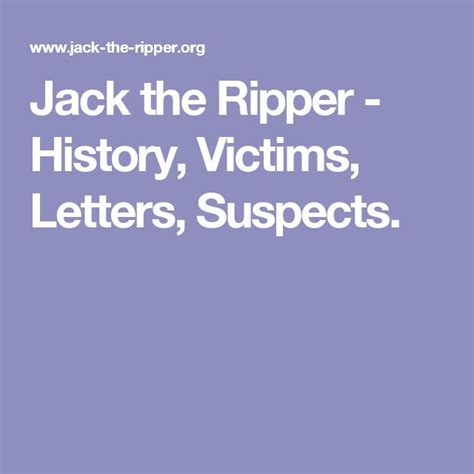 Jack The Ripper History Victims Letters Suspects