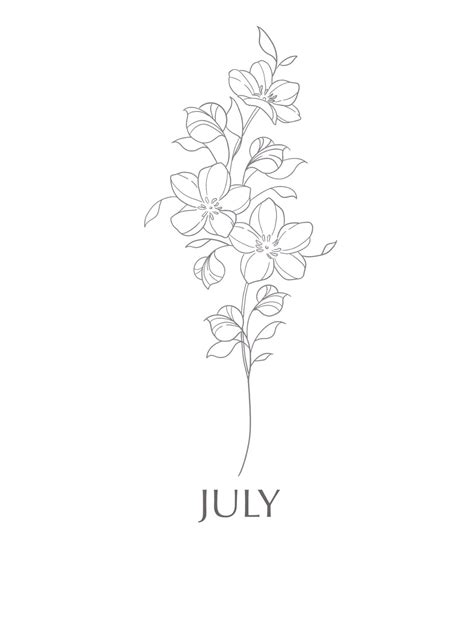 July Birth Flower Tattoo Printable Calendars At A Glance