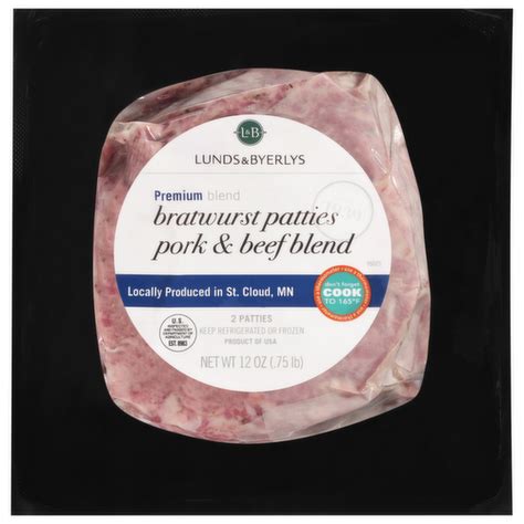 L B Premium Blend Bratwurst Pork Beef Burger Patties Lunds Byerlys