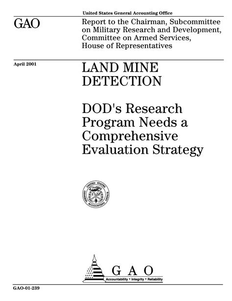 Land Mine Detection Dod S Research Program Needs A Comprehensive Evaluation Strategy Unt Digital Library