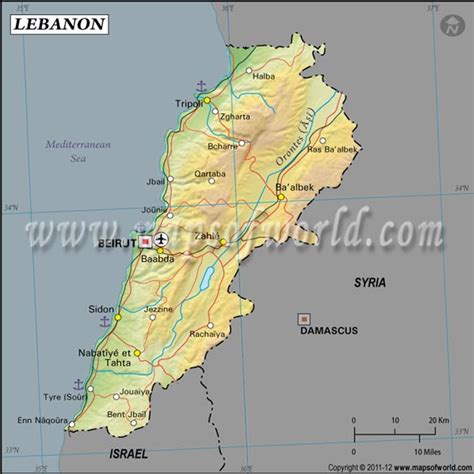 Lebanon Latitude And Longitude Map