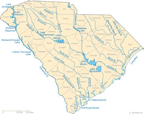 Map Of South Carolina With Major Cities And Rivers