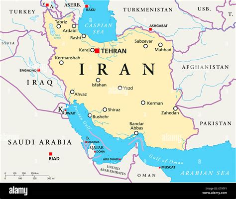 Map Showing The Location Of The City Tehran In Iran Southern Asia On