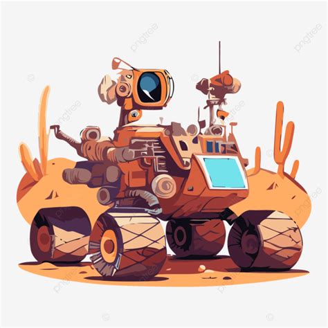 Mars Rover Vector Sticker Clipart An Orange Alien Vehicle Engrossed