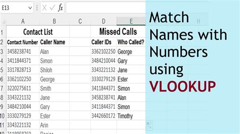 Match Names From Numbers Using Vlookup In Ms Excel