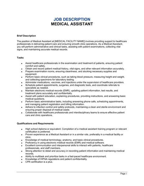 Medical Assistant Job Description Career Guide Calregional