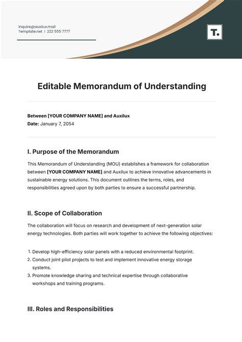 Memorandum Of Understanding Template Try Now