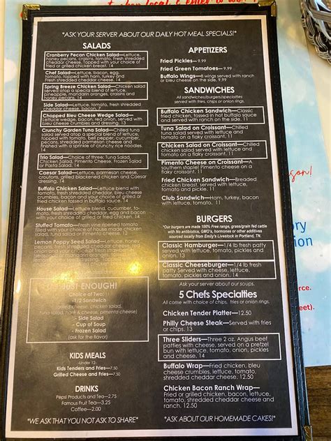 Menu At 5 Chefs Restaurant Portland