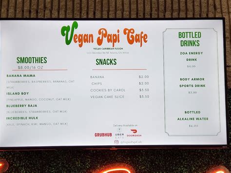 Menu At Vegan Papi Caribbean Fusion Cafe Atlanta