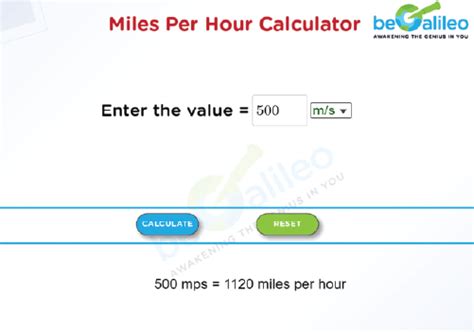Miles Per Hour Calculator Online Math Calculators Begalileo